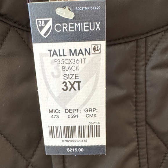 Brand New Cremieux Men's Black 3XT Quilted Vest - Picture 12 of 13